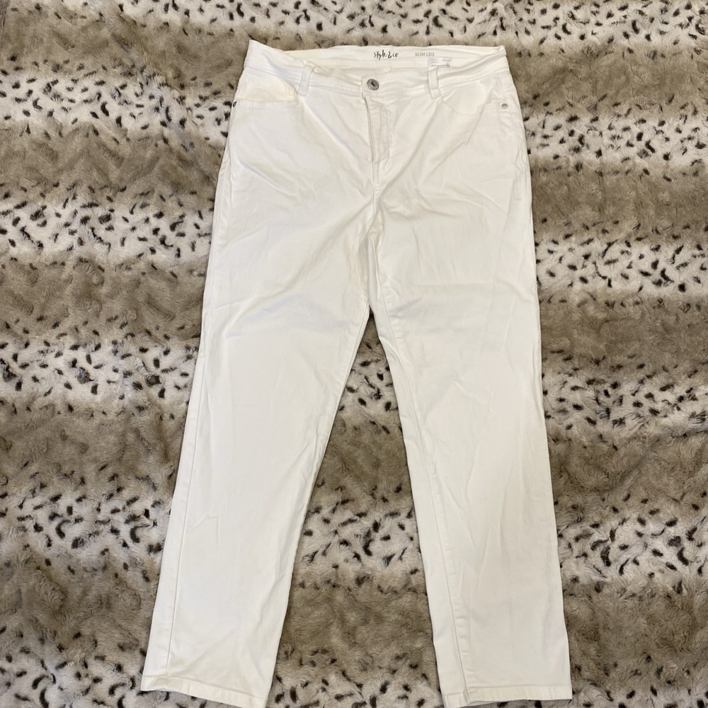 Style & Co. Women's Pants Size 12 Petite White Straight ( 32x27)